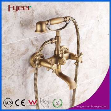 Fyeer Antique Bronze Phone Bath Shower Mixer Faucet for Wall Mounted